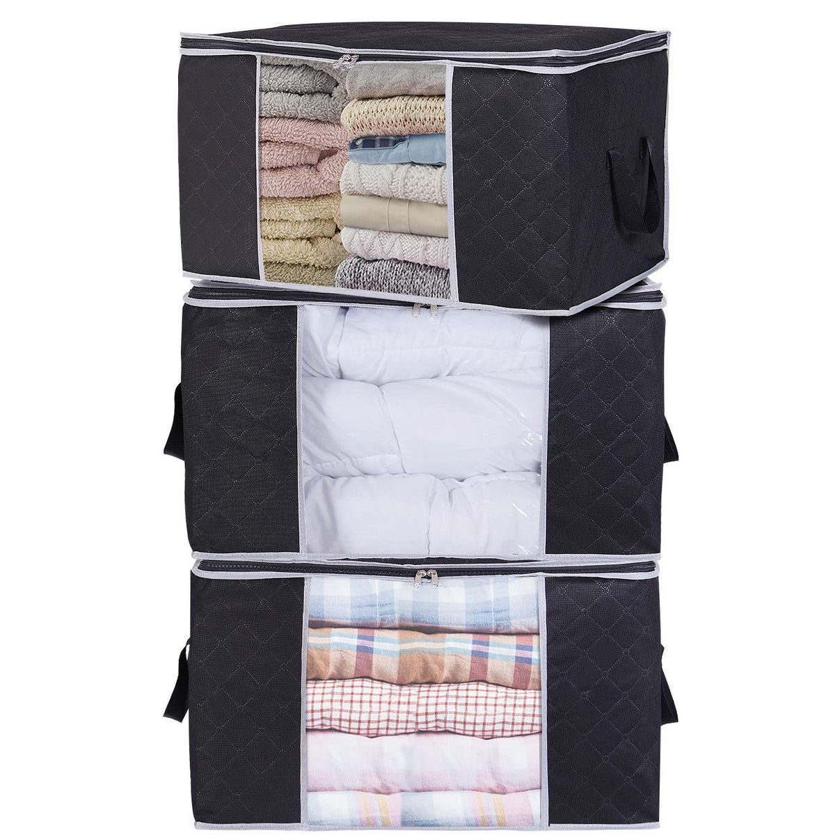Storage Bag 140L Large Comforter Storage Foldable Blanket Storage with  Sturdy Zippers and Reinforced Handles for Pillows Quilt Living Room Bathroom