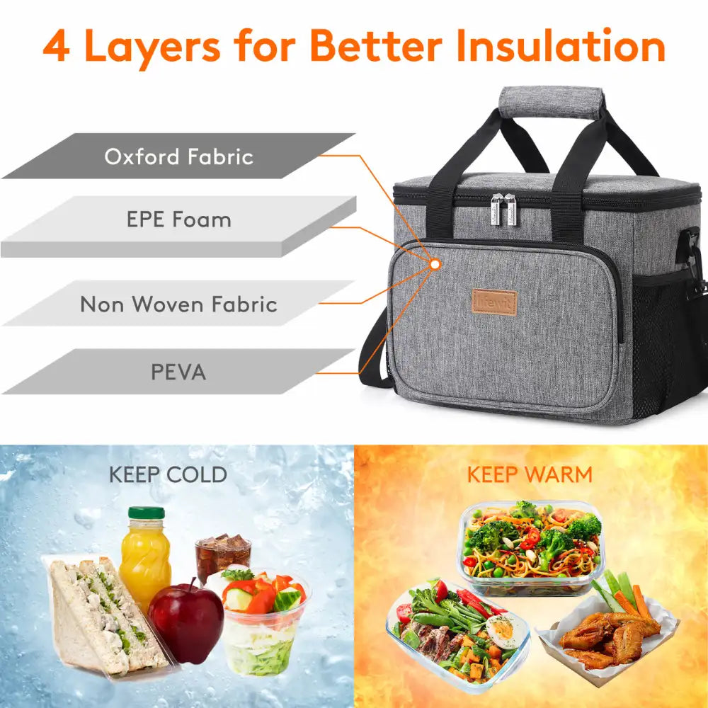 8L Insulated Lunch Box Tote Men Women Travel Hot Cold Food Cooler Thermal  Bag