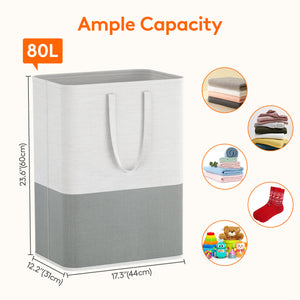 Lifewit 2 x 80L for Laundry Dormitory Bedroom Bathroom Waterproof High Folding Laundry Basket