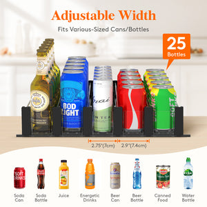 Lifewit Self-Propelling Width Adjustable Sliding Refrigerator Soda Can Dispenser, Holds 25 Cans