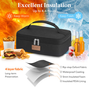 Lifewit Small Insulated Lunch Bag for Men and Women, Black 4L Waterproof Reusable Cooler