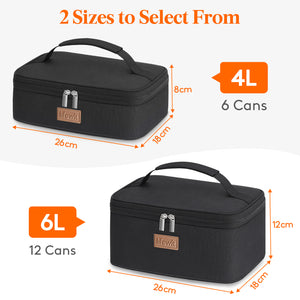 Lifewit Small Insulated Lunch Bag for Men and Women, Black 4L Waterproof Reusable Cooler