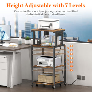 Lifewit 4-Tier Printer Stand with 3 Power Outlets, Wheels and Adjustable Storage Shelves