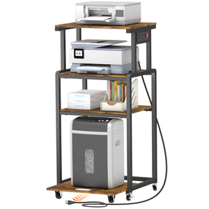 Lifewit 4-Tier Printer Stand with 3 Power Outlets, Wheels and Adjustable Storage Shelves