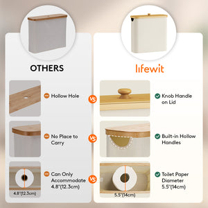 Lifewit 30L Bamboo Toilet Paper Roll Basket Storage Rack with Lid