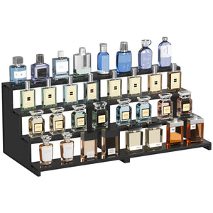 Lifewit 4-Tier Black Display Stand, Plastic Cologne Storage Fragrance Rack (12 Inch, 1 Pack)