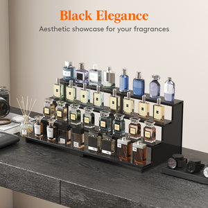 Lifewit 4-Tier Black Display Stand, Plastic Cologne Storage Fragrance Rack (12 Inch, 1 Pack)