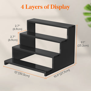 Lifewit 4-Tier Black Display Stand, Plastic Cologne Storage Fragrance Rack (12 Inch, 1 Pack)