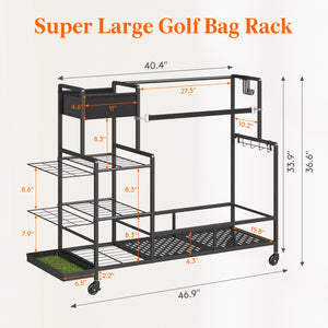 Lifewit Golf Bag Storage Rack with Wheels, Golf Bag Stand