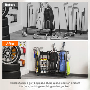 Lifewit Golf Bag Storage Rack with Wheels, Golf Bag Stand