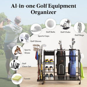 Lifewit Golf Bag Storage Rack with Wheels, Golf Bag Stand