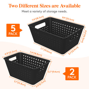 Lifewit 7-Pack Stackable Plastic Storage Baskets, Multiple Sizes Open Containers