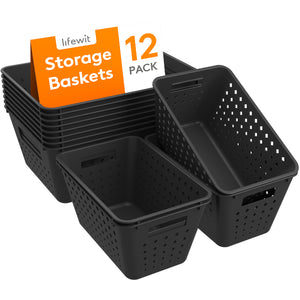 Lifewit 7-Pack Stackable Plastic Storage Baskets, Multiple Sizes Open Containers