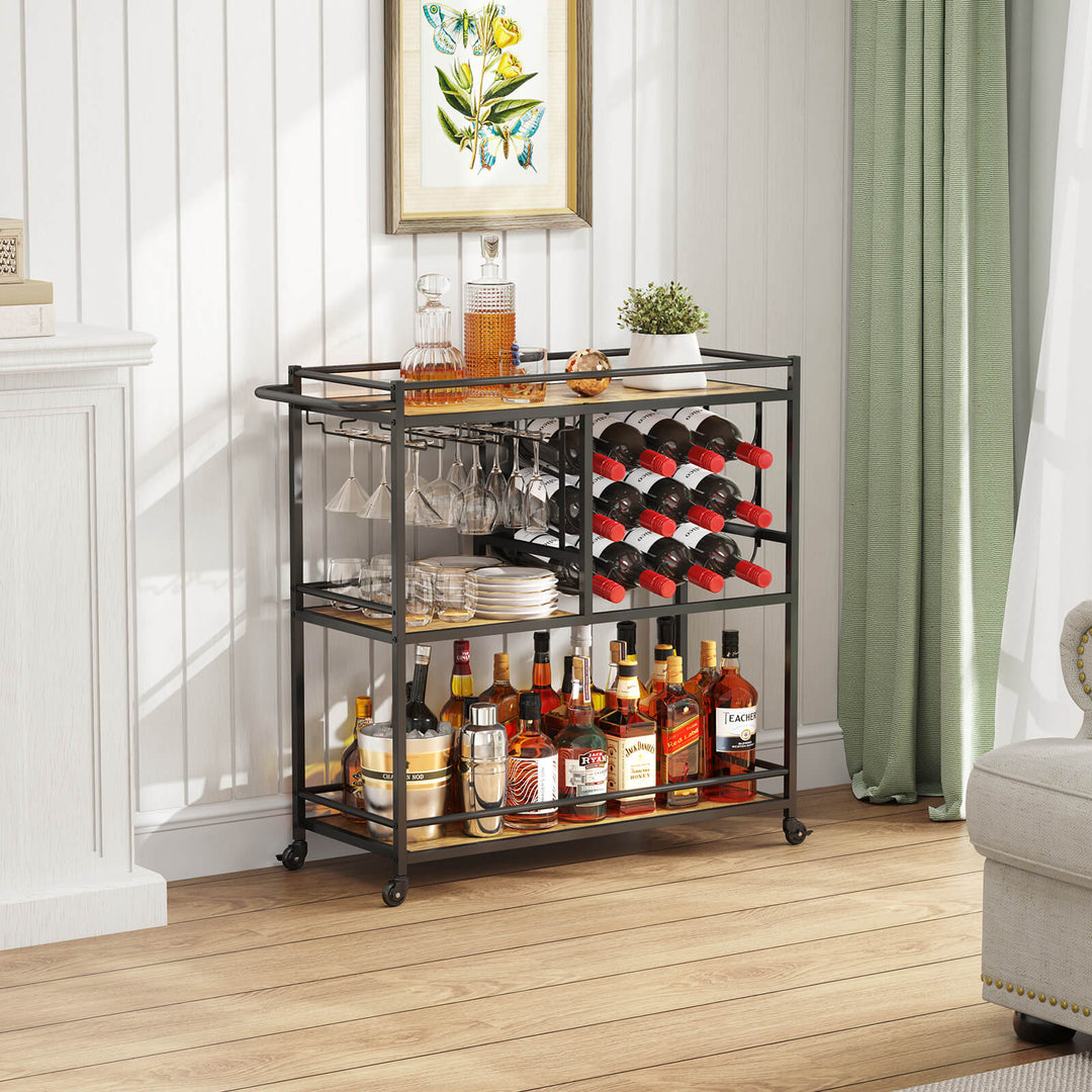 3 Tier Bar Cart With Wine Rack Lifewit Lifewitstore