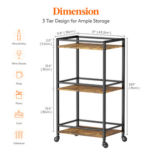 Lifewit 3 tier Small Modern Bar Cart With Wine Rack