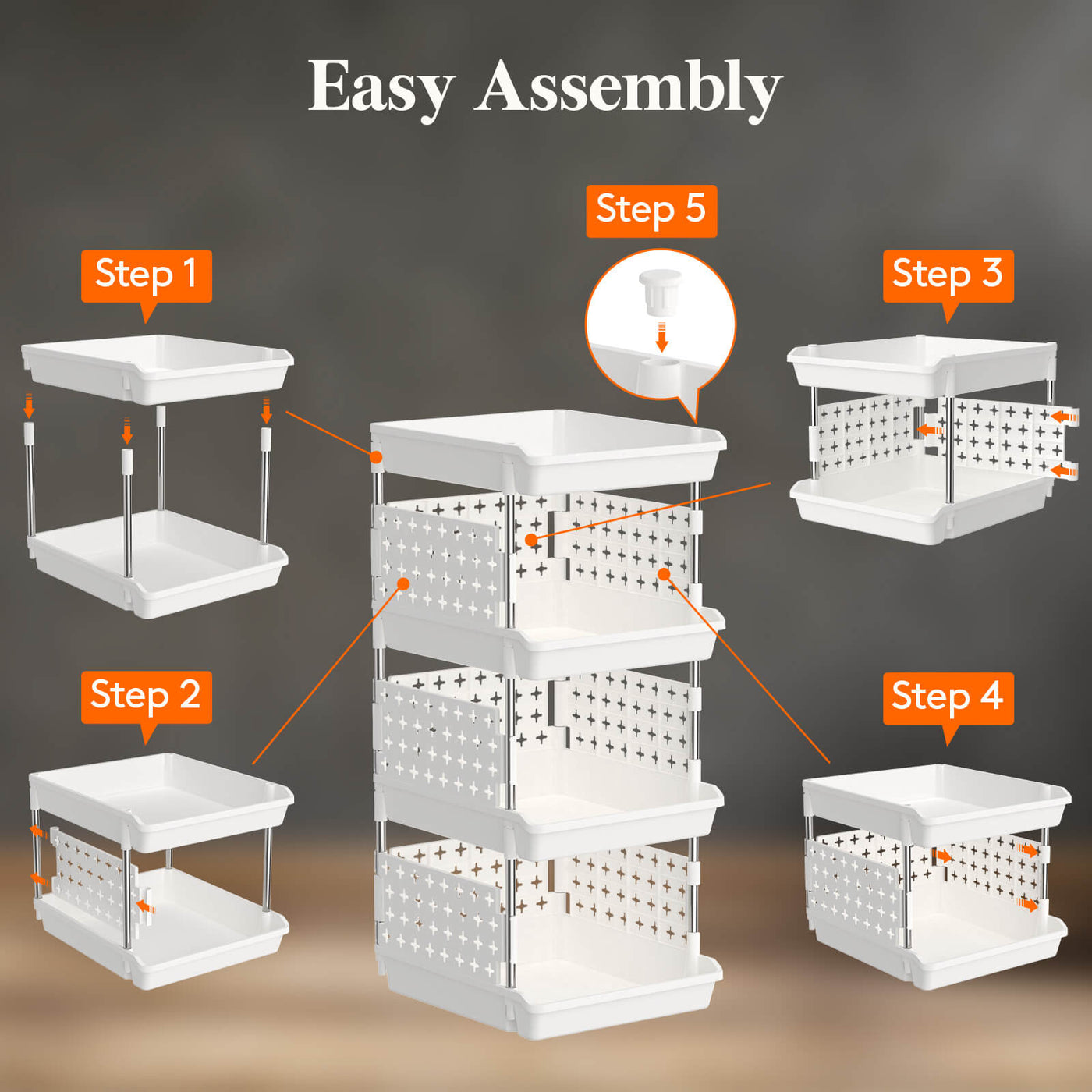 3-Pack Plastic Stackable Storage Bins, Gray Multi-functional Stacking Basket