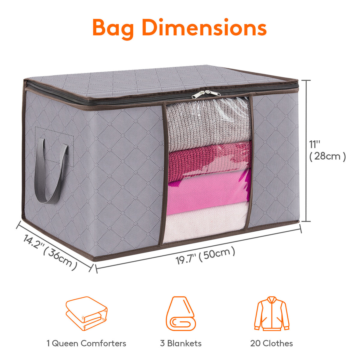 Storage Bags Moving Boxes Wardrobe Storage Organiser with Reinforced ...