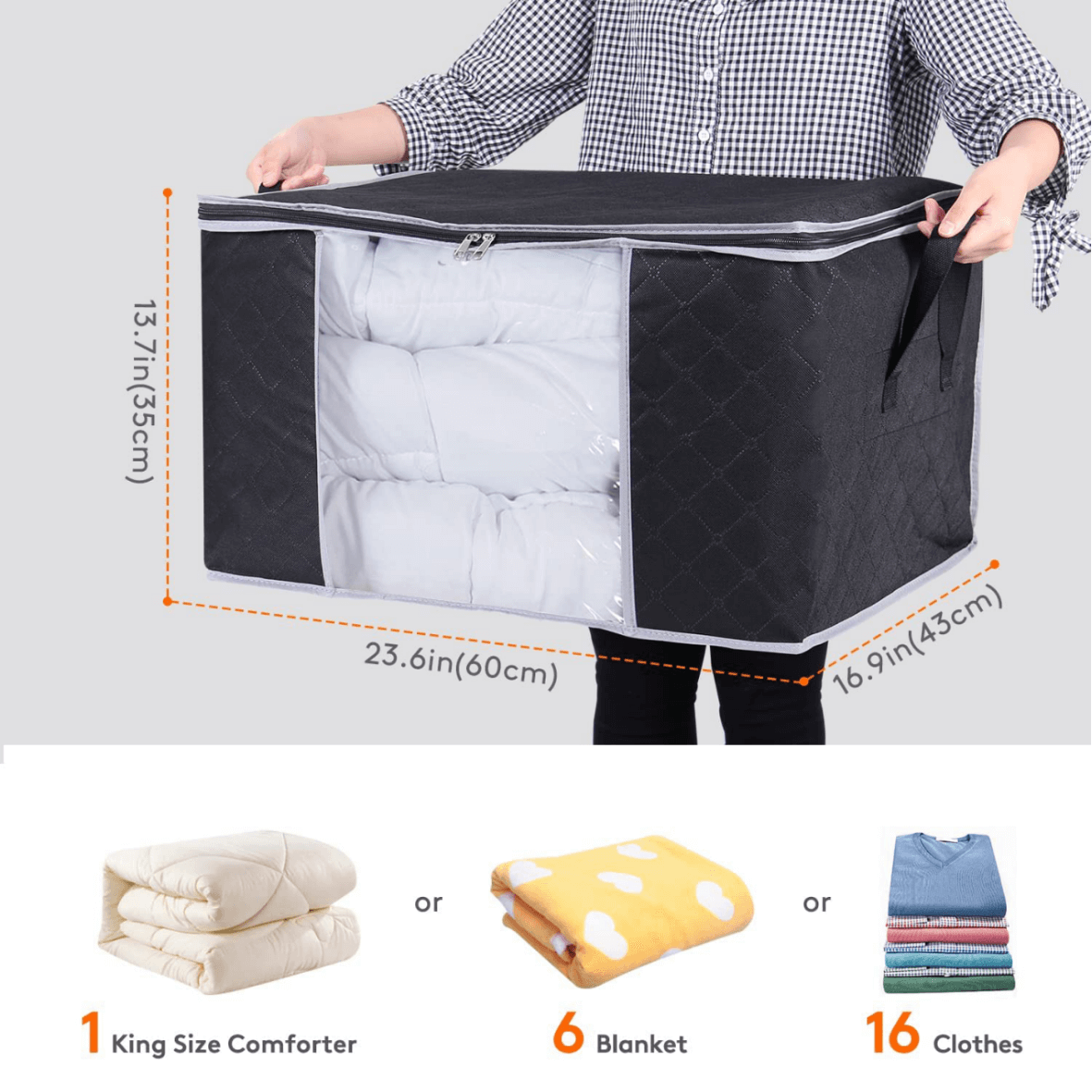 Lifewit Large Storage Bags Organizer for Clothes, Blankets, 90L, 3