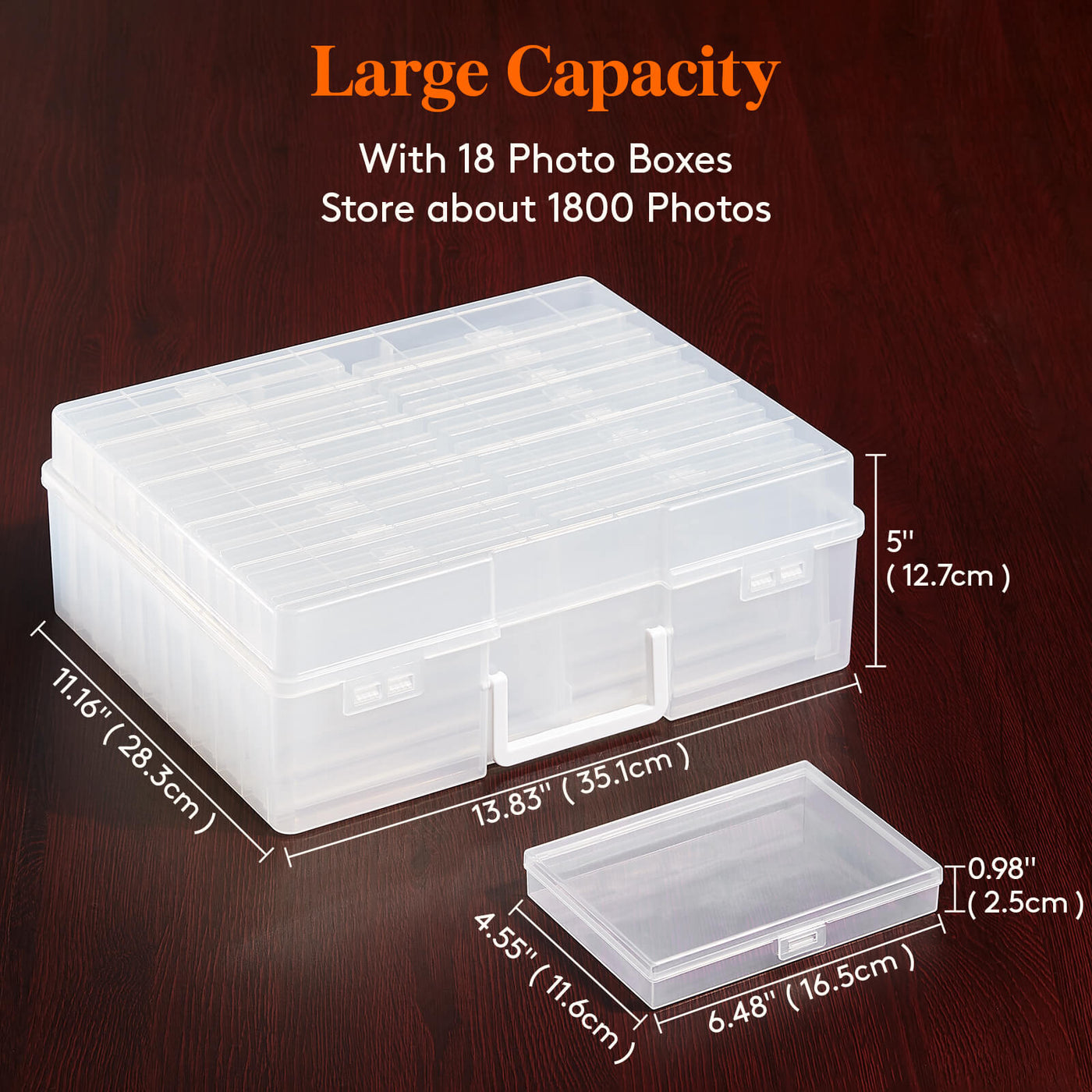 Photo Storage Boxes for 4x6 Pictures (Box Only)- Holds up to 9 4 x 6 Photo  Cases, Fireproof 4x6 Photo Storage Box with Lid, Portable Photo Boxes