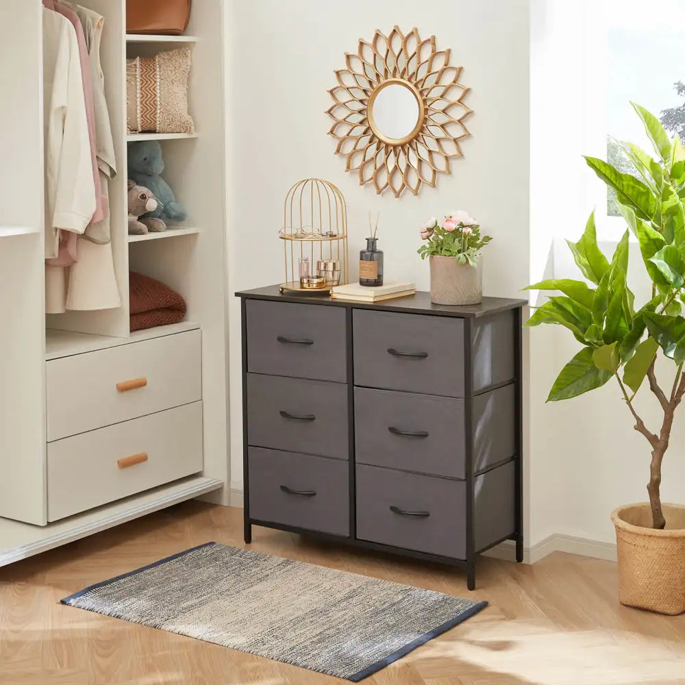 6 Drawer Dresser for Bedroom, Storage Organizer Chest of Drawers