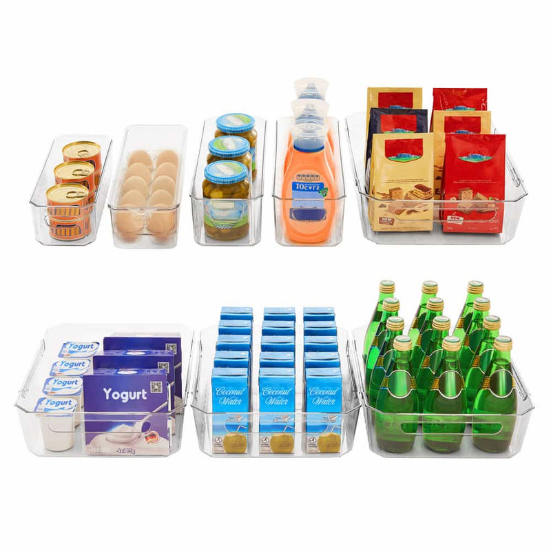 2pcs Plastic Storage Bins, Multi-Use Organizer Bins, Pantry Organizer,  Clear Storage Containers, Kitchen Beverage Fruit And Vegetable Box,  Bathroom Sk