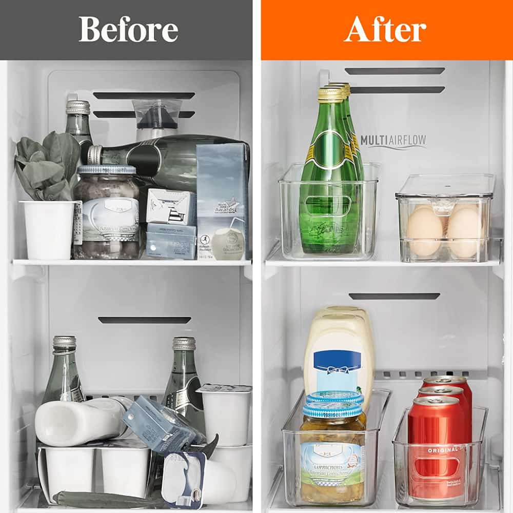 8pcs Clear Plastic Bins For Fridge, Kitchen Cabinet, Pantry