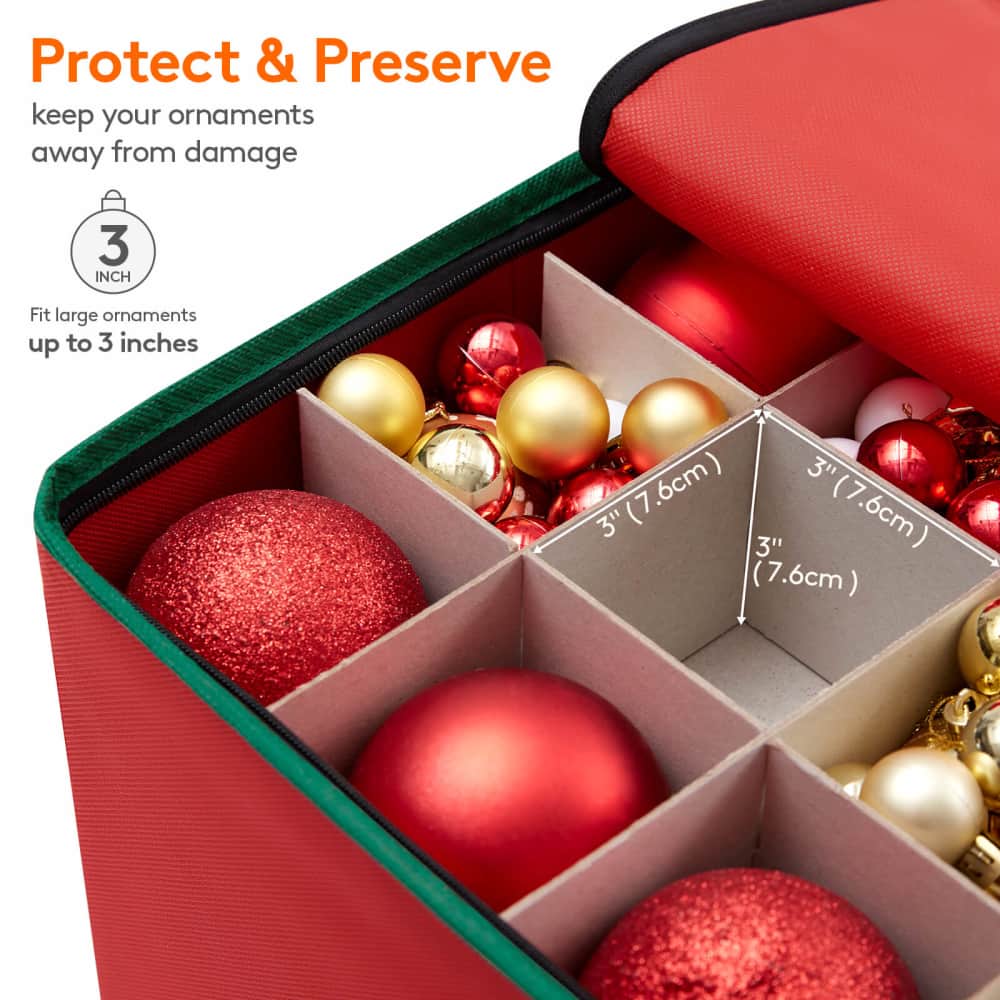 Christmas Ornament Storage Box Organizer, Xmas Decoration Storage ...