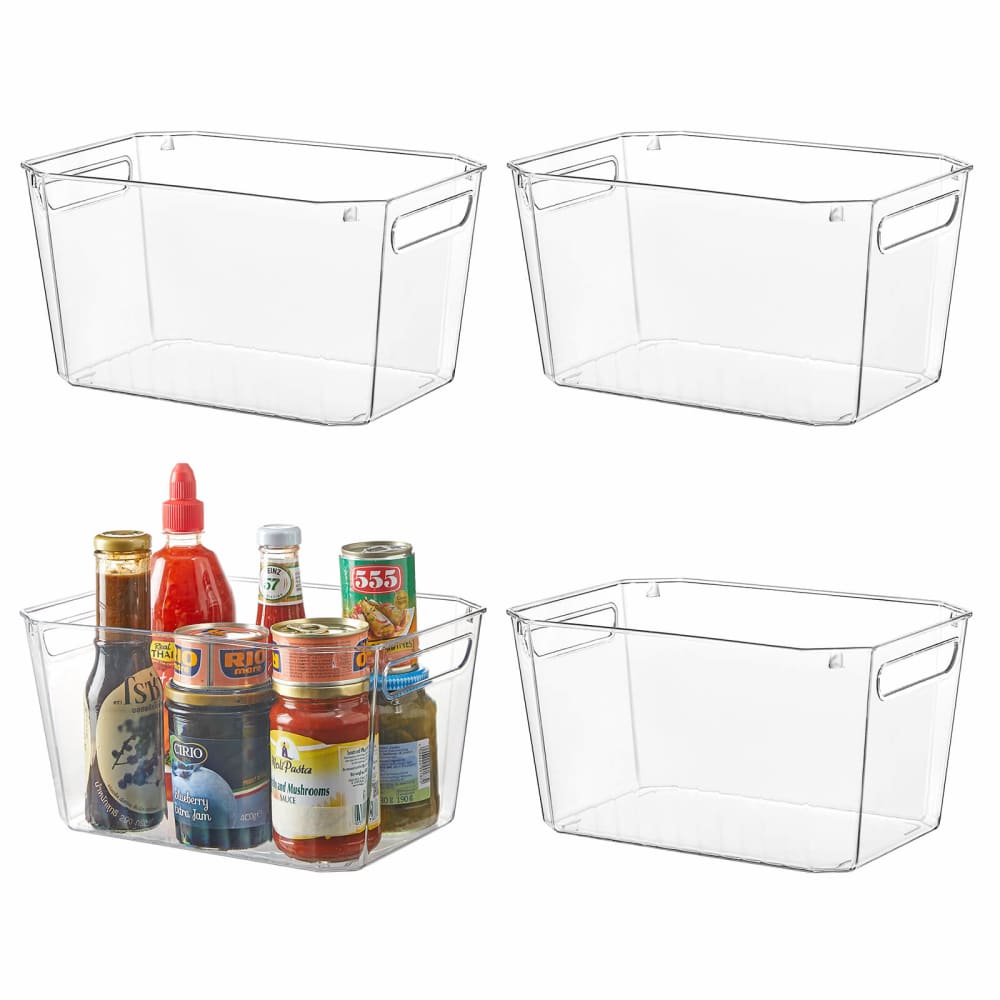 [ 12 Pack ] Multi-Use Clear Bins for Organizing - Fridge, Refrigerator  Organizer Bins - Pantry Organization and Storage - Plastic Containers for  Home