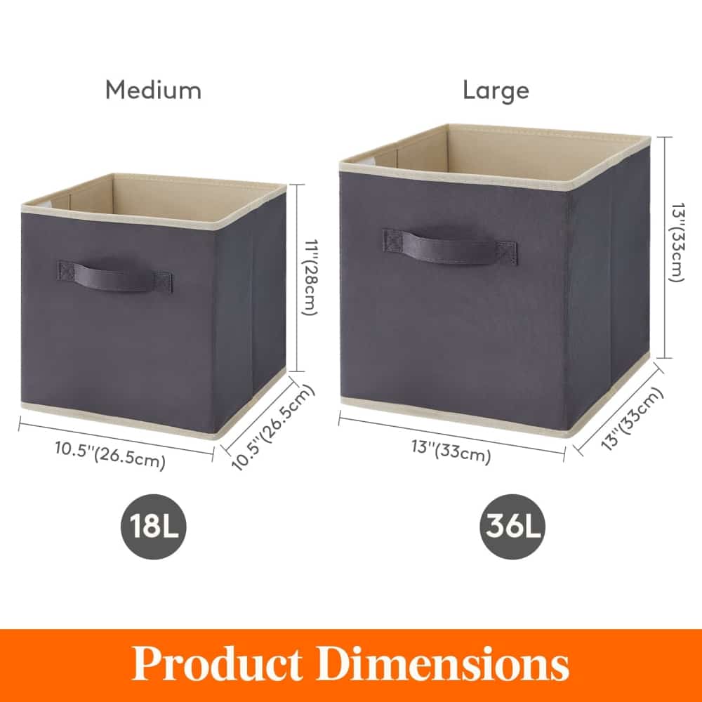 Fabric Storage Cubes, 13x13 Collapsible Storage Bins with Dual