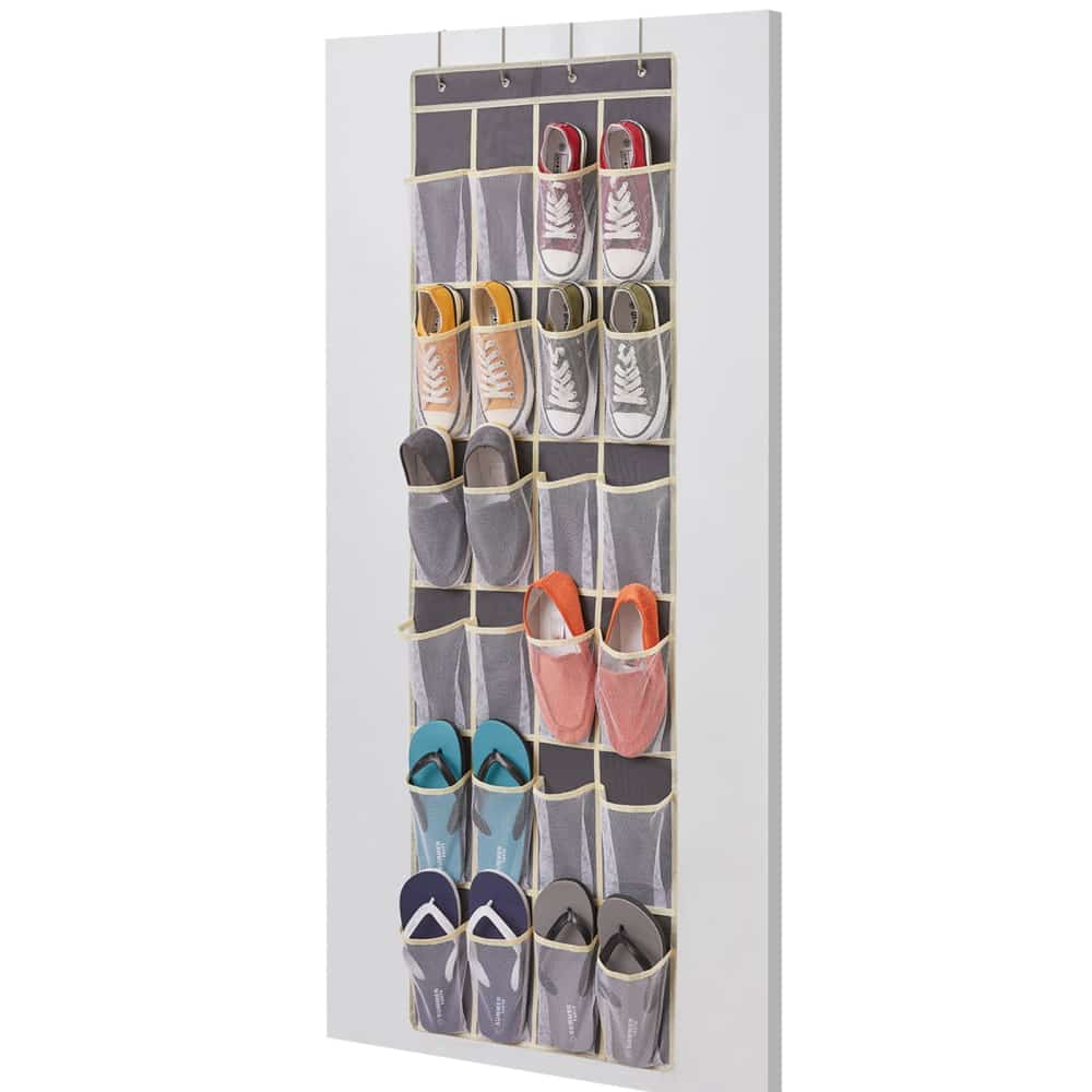Hanging Shoe Storage, Over The Door Shoe Organizer Space Saving Over Door  Shoe Rack 24 Space Saving Pockets With 3 Hooks For Kitchen Wardrobe Bedroom