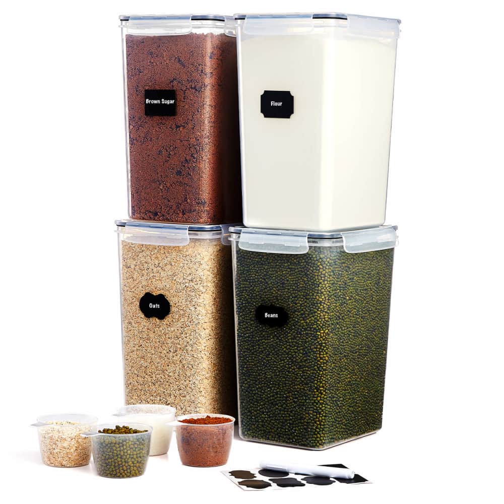 Airtight Clear Food Storage Container With Lid - Perfect For Flour