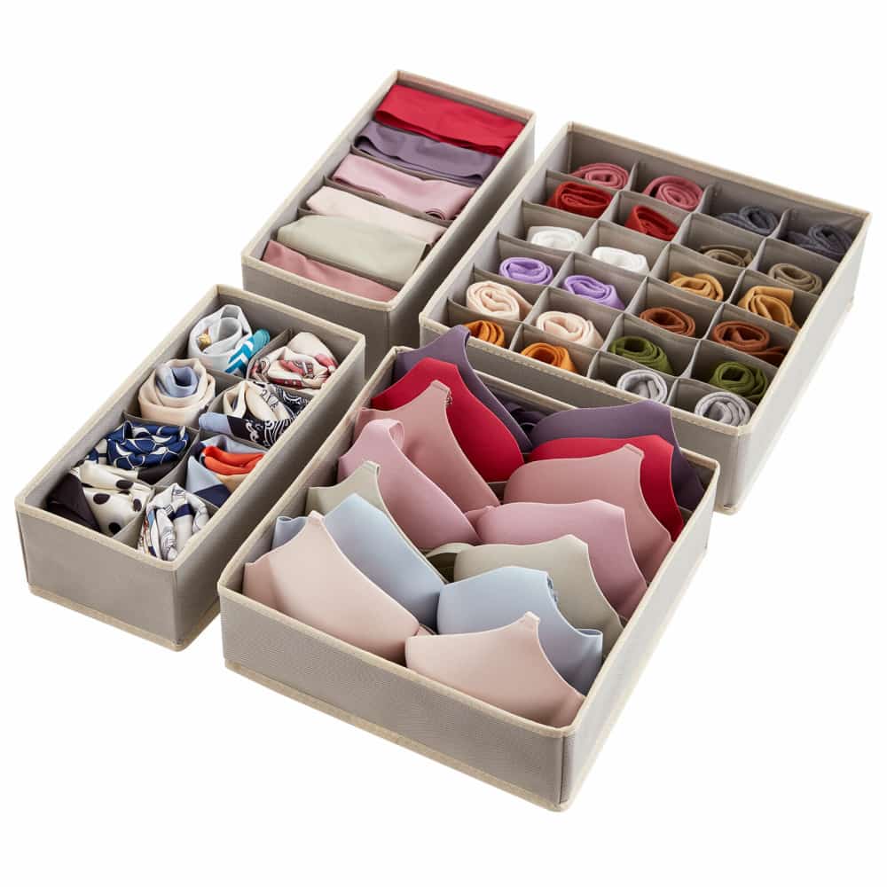 Cotton And Linen Fabric Organizer For Underwear With Built In PP