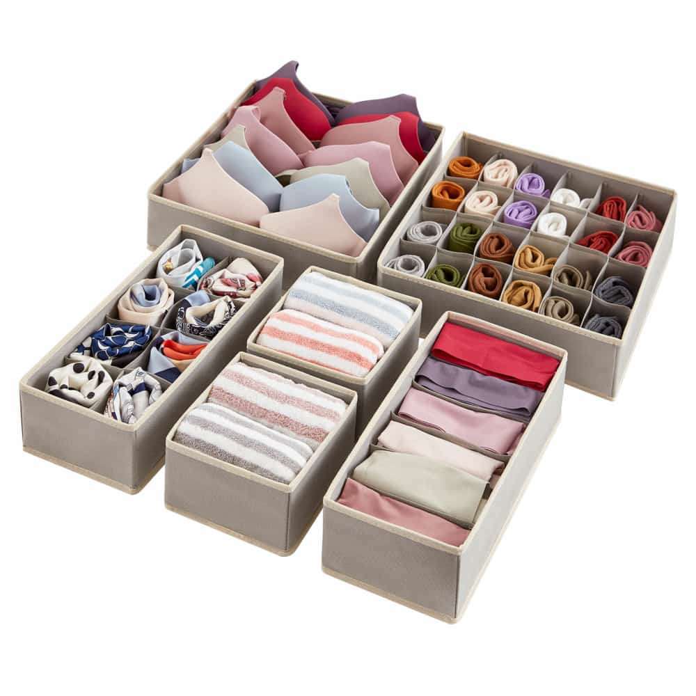 JIMEJV 3 Packs Bra Underwear Drawer Organizer for Women, Nylon Underwear  Storage Boxes Closet Organizer Dresser Divider for Panties Ties Socks Baby  Clothes (6/7/11 Grid,White) : : Home