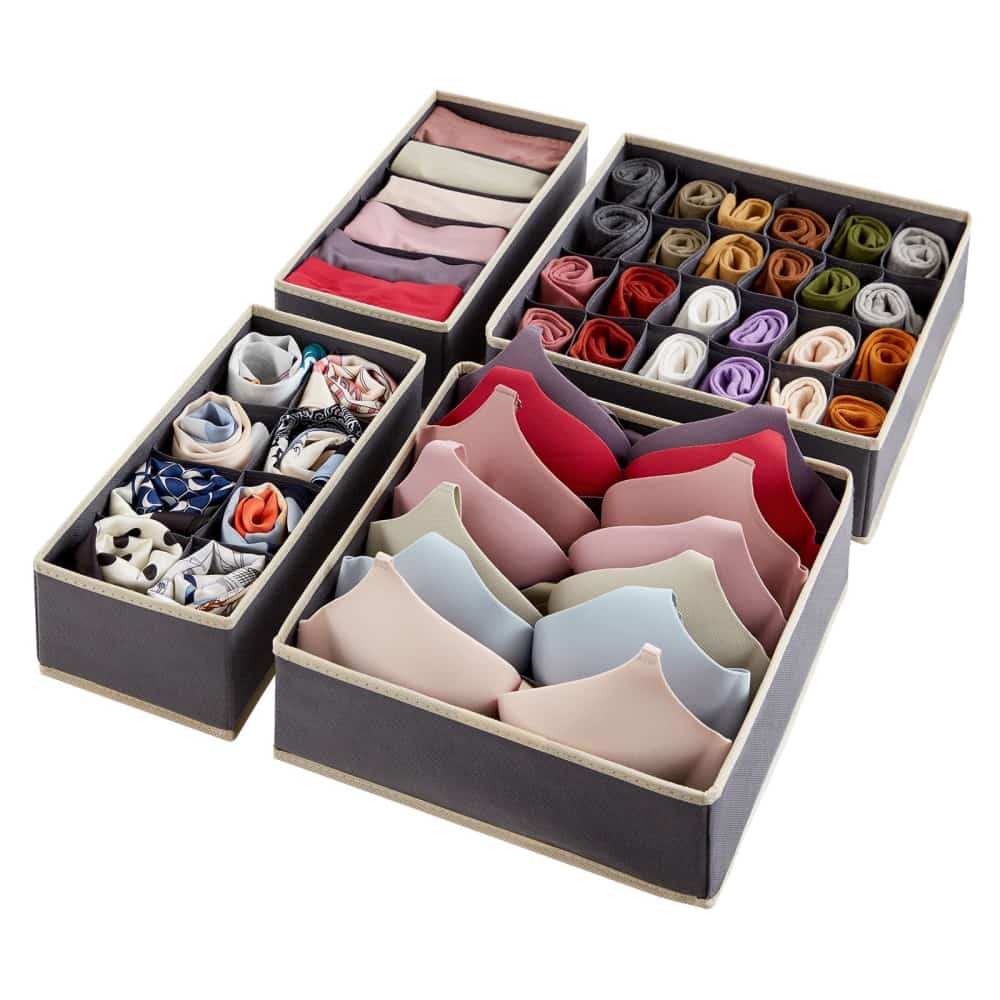 Underwear Drawer Organizers, 6 Pack Foldable Closet Storage Box Organizers  for Bras, Socks, Scarf Drawer Dividers (