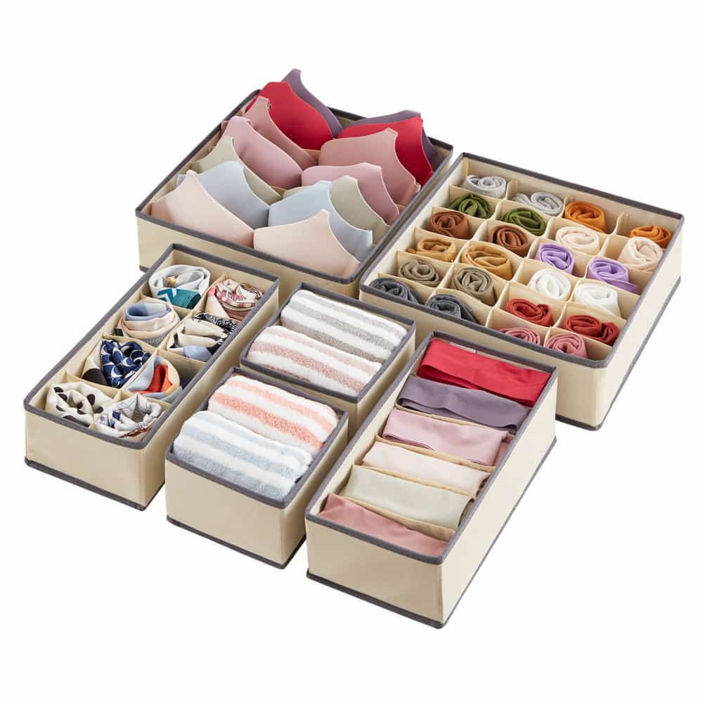 Cotton And Linen Fabric Organizer For Underwear With Built In PP