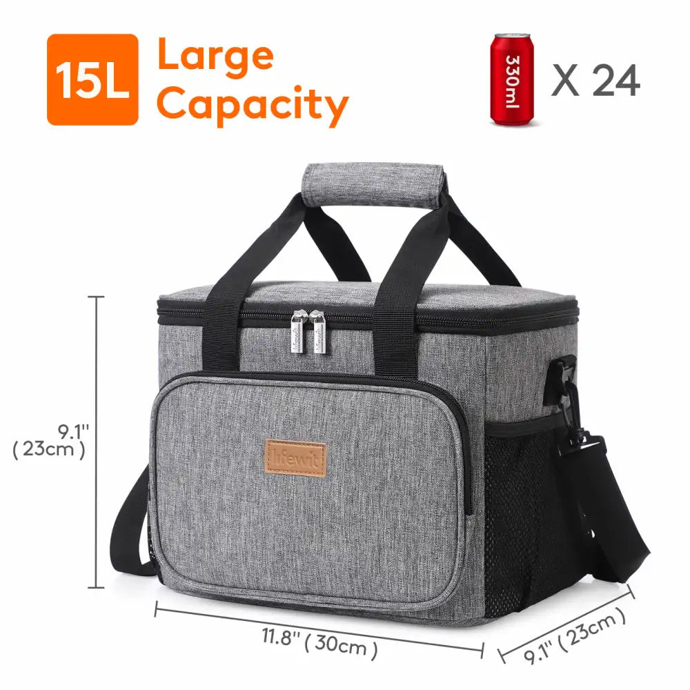 Large insulated cooler bag, 24 can capacity - Blue. Colour: blue