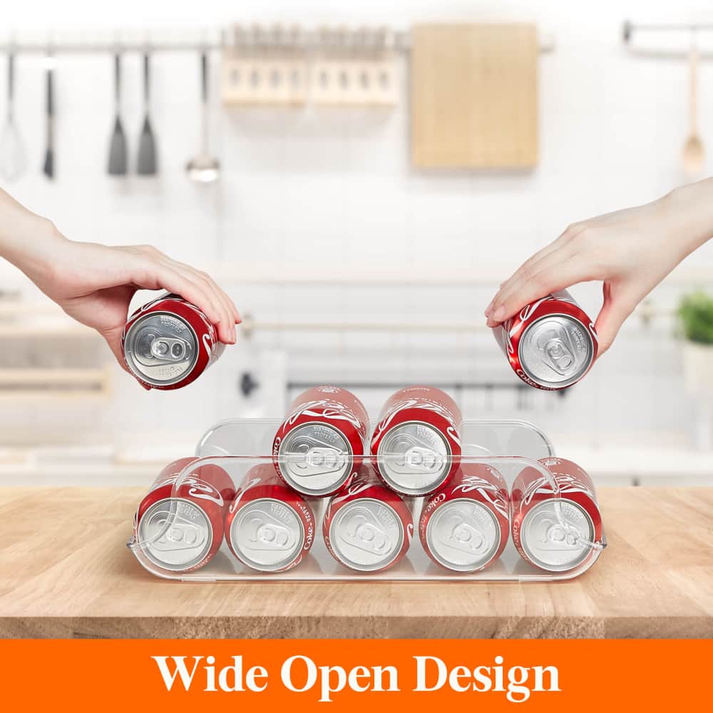 6 Pack Stackable Soda Can Organizer for Refrigerator, Can Holder Dispenser, Canned  Food Storage Rack for Fridge, Kitchen, Countertops, Cabinets, Black