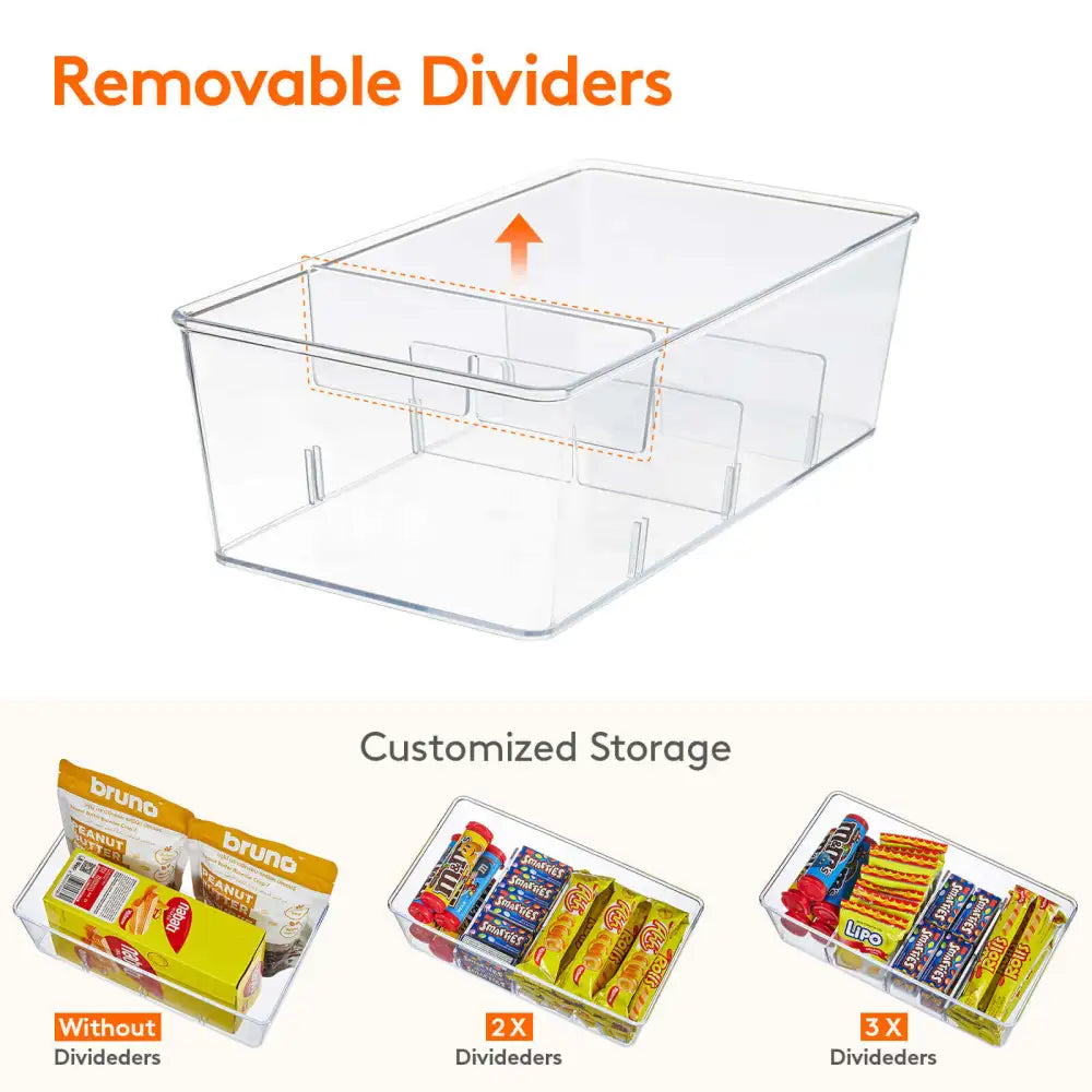  Clear Plastic Storage Bins with Dividers, Perfect for