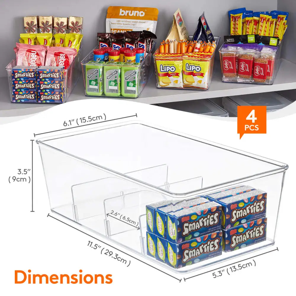 Lifewit Plastic Snack Organizer Bins, Pantry Snack Storage Organizer Box