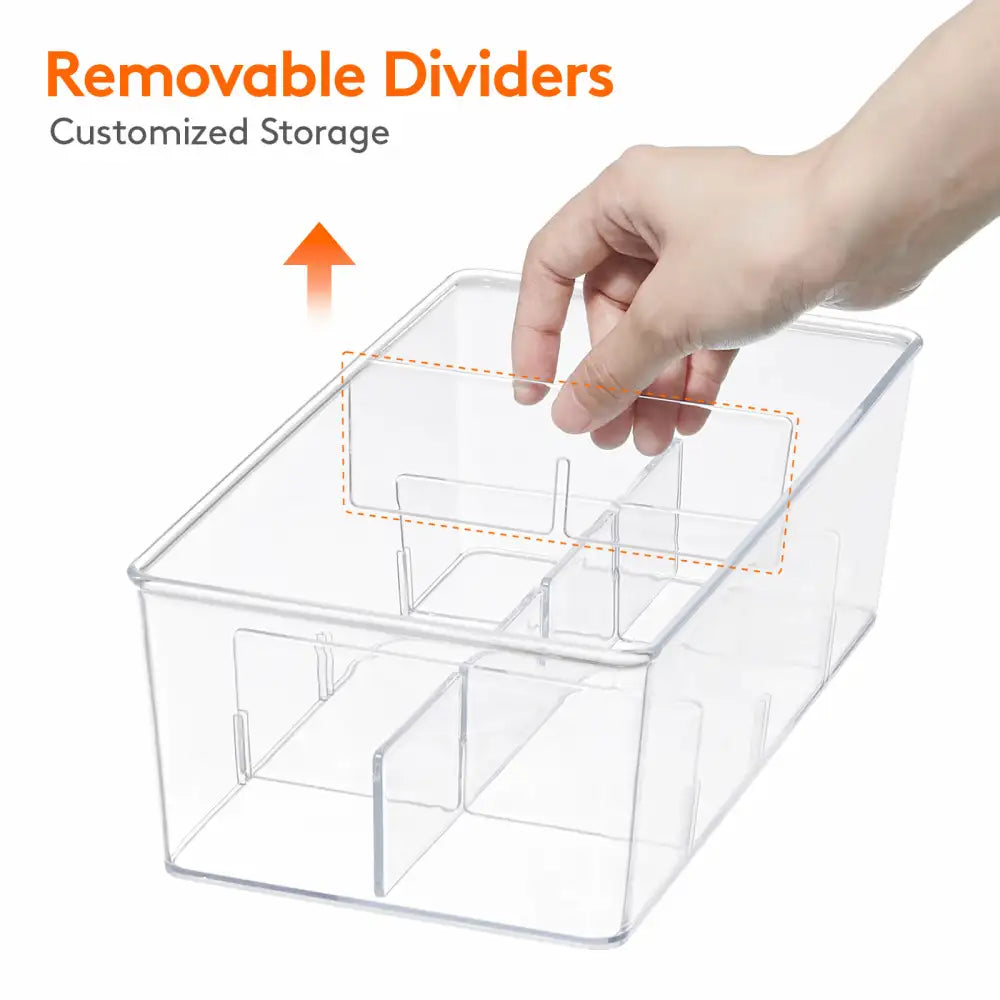 Adjustable Fridge Drawer Organizer - Clear Storage Box, Removable