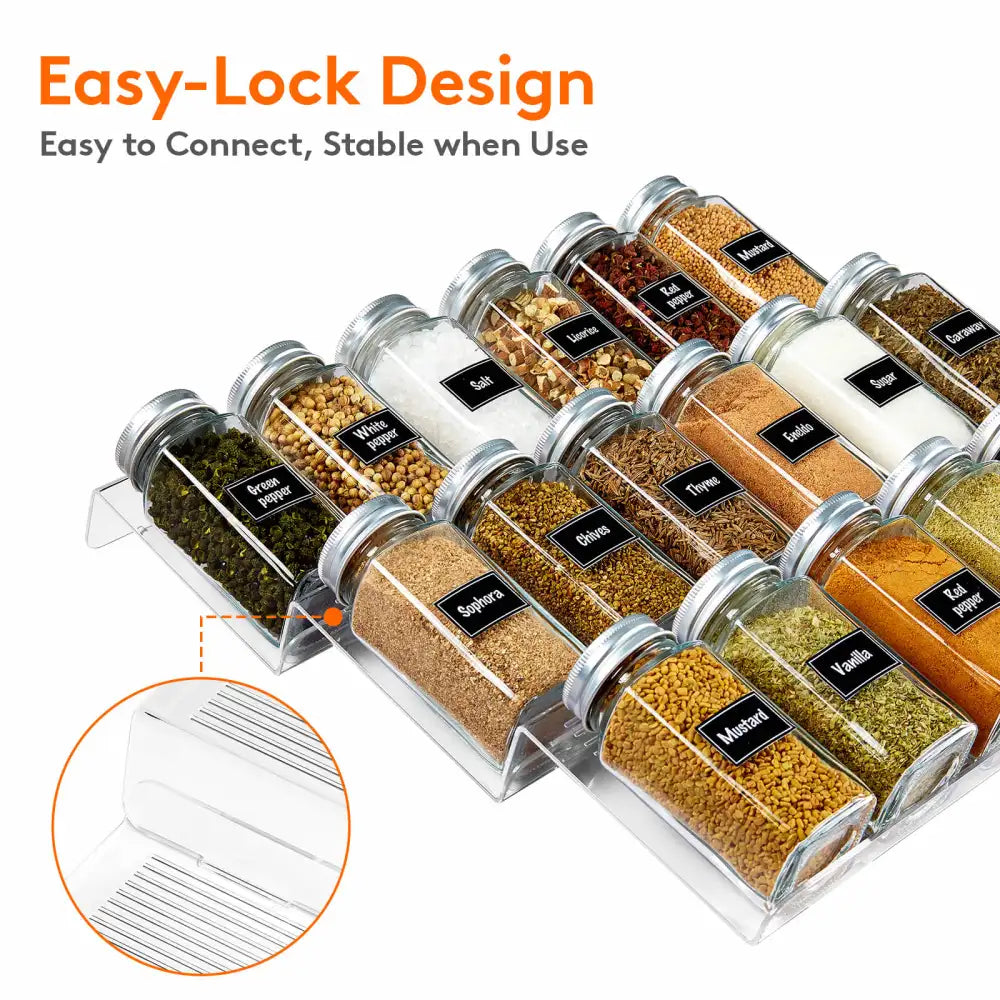 4 Layer Spice Drawer Organizer Adjustable Acrylic Spice Jars Rack Tray  Expandable Seasoning Organizer Cabinet Kitchen Shelves