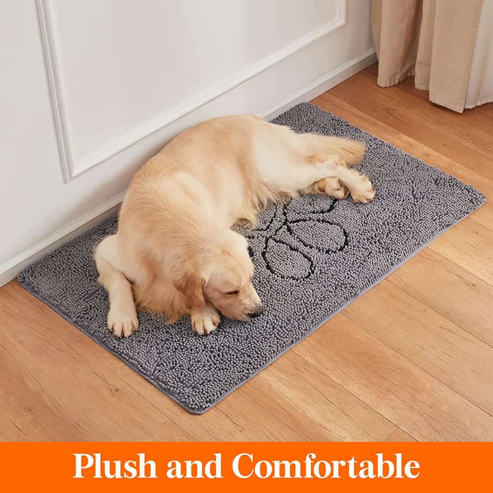 Dwelke Indoor Door Mat Entryway Rug Chenille Mats for Muddy Shoes Dogs  Bathroom Mats With Non-Slip Backing Machine Washable Durable Rug,24x36,Gray  